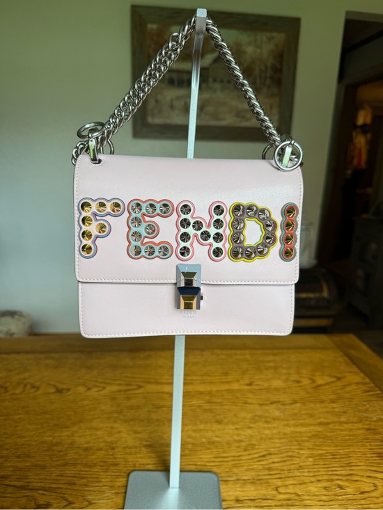 Fendi Handbags - Fendi Pastel Pink Leather Crossbody with Embellished Logo